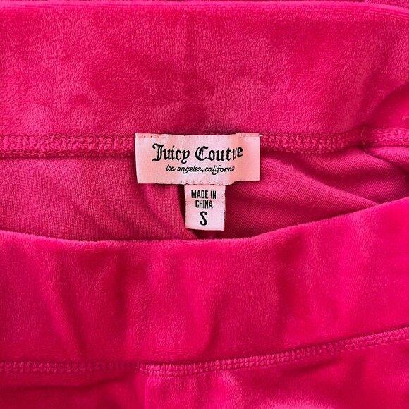 Juicy Couture Pink Velour Pull-On Pants Rhinestone Logo Size Small - Picture 6 of 10
